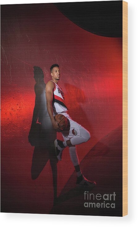 Media Day Wood Print featuring the photograph C.j. Mccollum by Sam Forencich