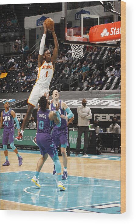 Nba Pro Basketball Wood Print featuring the photograph Atlanta Hawks v Charlotte Hornets by Kent Smith
