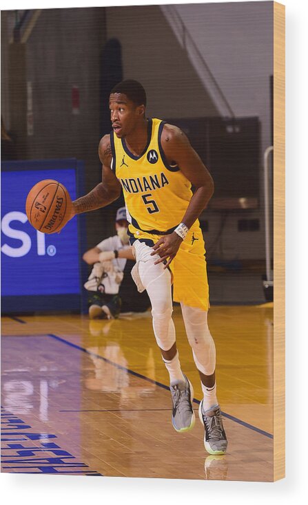 Edmond Sumner Wood Print featuring the photograph Indiana Pacers v Golden State Warriors #4 by Noah Graham