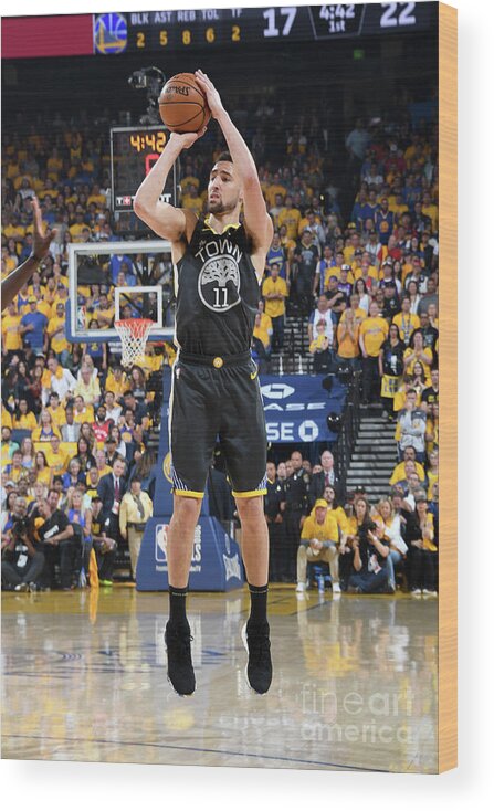 Klay Thompson Wood Print featuring the photograph Klay Thompson by Andrew D. Bernstein