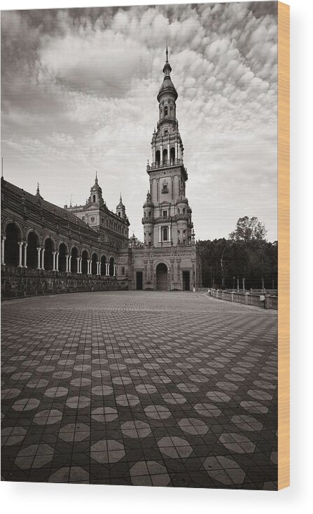 Seville Wood Print featuring the photograph Seville Plaza de Espana #4 by Songquan Deng