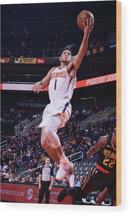 Nba Pro Basketball Wood Print featuring the photograph Devin Booker by Michael Gonzales