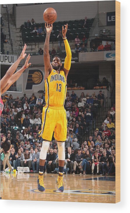 Nba Pro Basketball Wood Print featuring the photograph Paul George #5 by Ron Hoskins