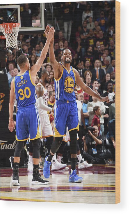 Playoffs Wood Print featuring the photograph Stephen Curry and Kevin Durant by Andrew D. Bernstein
