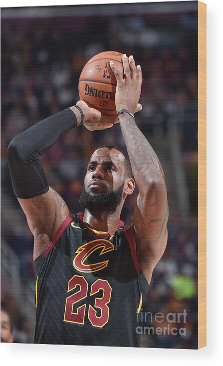 Lebron James Wood Print featuring the photograph Lebron James #61 by David Liam Kyle