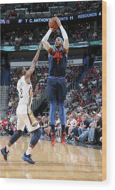 Smoothie King Center Wood Print featuring the photograph Carmelo Anthony by Layne Murdoch