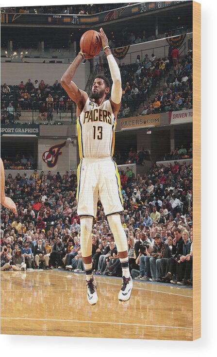 Paul George Wood Print featuring the photograph Paul George by Ron Hoskins
