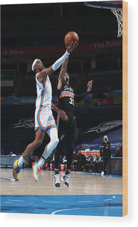 Nba Pro Basketball Wood Print featuring the photograph San Antonio Spurs v Oklahoma City Thunder by Zach Beeker