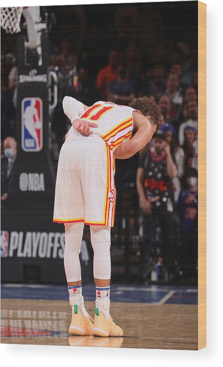Trae Young Wood Print featuring the photograph 2021 NBA Playoffs - Atlanta Hawks v New York Knicks #8 by Nathaniel S. Butler