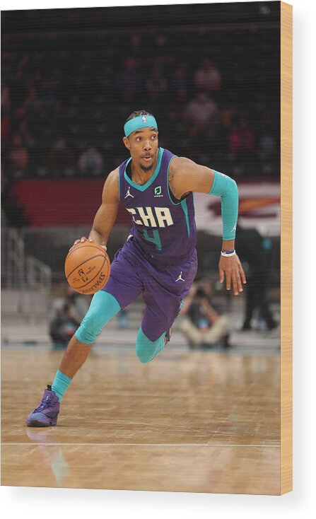 Nba Pro Basketball Wood Print featuring the photograph Atlanta Hawks v Charlotte Hornets by Brock Williams-Smith