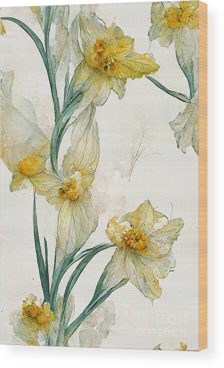 Series Wood Print featuring the digital art Daffodils #8 by Sabantha
