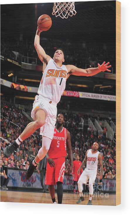 Nba Pro Basketball Wood Print featuring the photograph Devin Booker by Barry Gossage