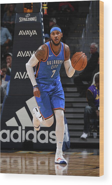 Nba Pro Basketball Wood Print featuring the photograph Carmelo Anthony by Garrett Ellwood
