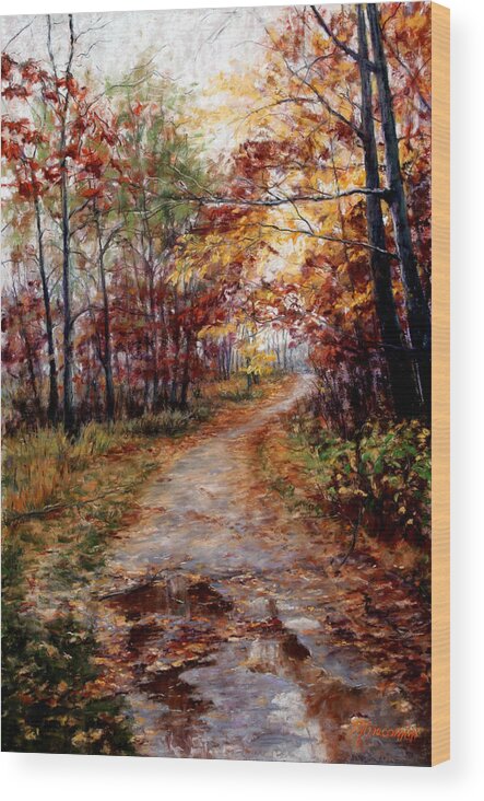 Landscape Wood Print featuring the painting A Walk To Remember by Mary Giacomini