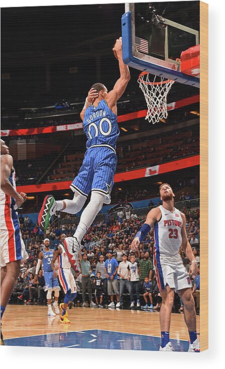 Nba Pro Basketball Wood Print featuring the photograph Aaron Gordon by Gary Bassing