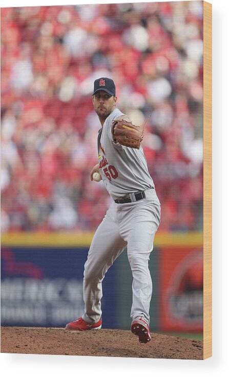 Great American Ball Park Wood Print featuring the photograph Adam Wainwright by John Grieshop