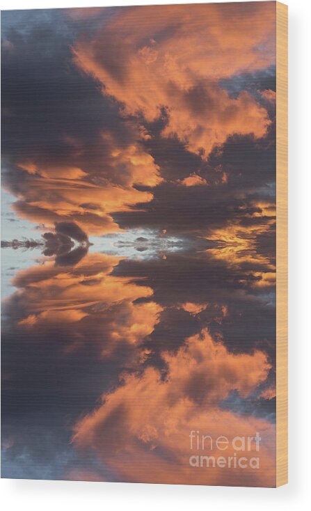 Sky Wood Print featuring the digital art Air and orange light, a journey through time by Adriana Mueller