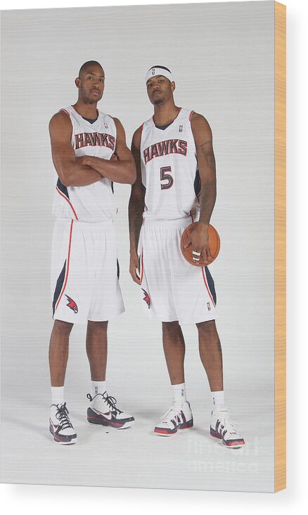 Atlanta Wood Print featuring the photograph Al Horford and Josh Smith by Scott Cunningham