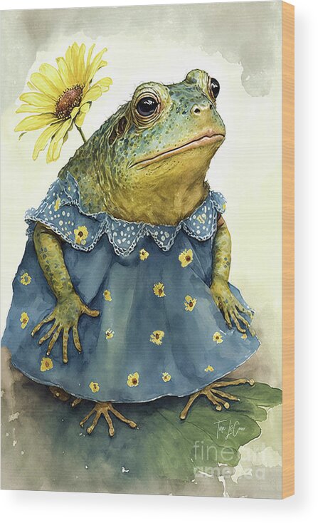 Frog Wood Print featuring the painting All Ready For Summer by Tina LeCour