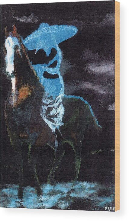 Horse Wood Print featuring the painting Amazzone notturna by Enrico Garff