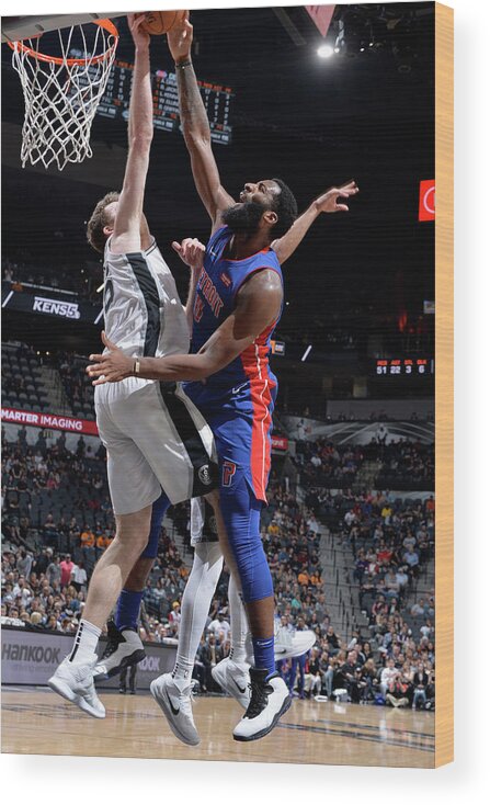 Nba Pro Basketball Wood Print featuring the photograph Andre Drummond and Jakob Poeltl by Mark Sobhani