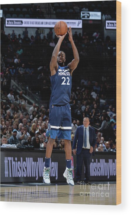 Nba Pro Basketball Wood Print featuring the photograph Andrew Wiggins by Mark Sobhani