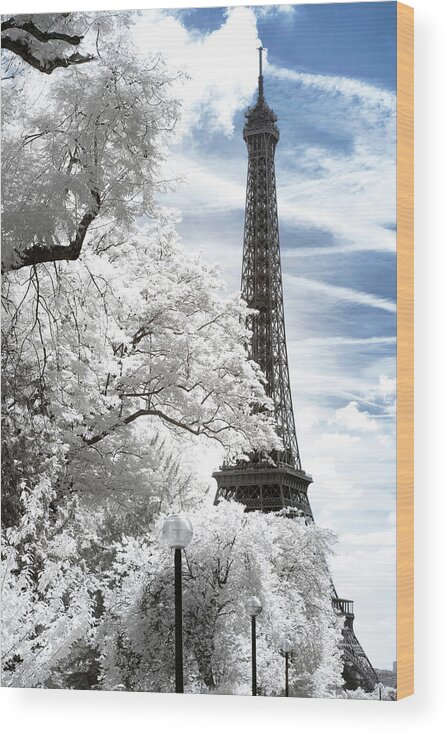 Paris Wood Print featuring the photograph Another Look - White Eiffel by Philippe HUGONNARD