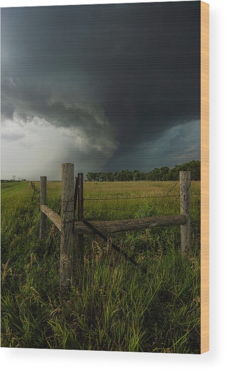 Severe Warned Thunderstorm Wood Print featuring the photograph Another Storm Post by Aaron J Groen