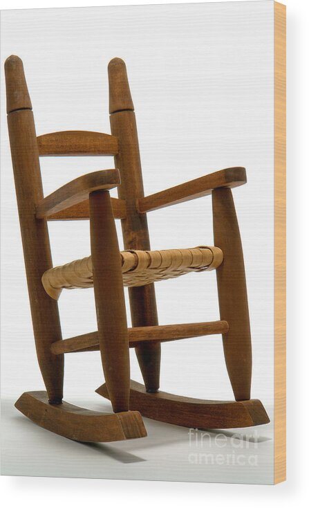 Antique Wood Print featuring the photograph Antique Reproduction Toy Rocking Chair by Olivier Le Queinec