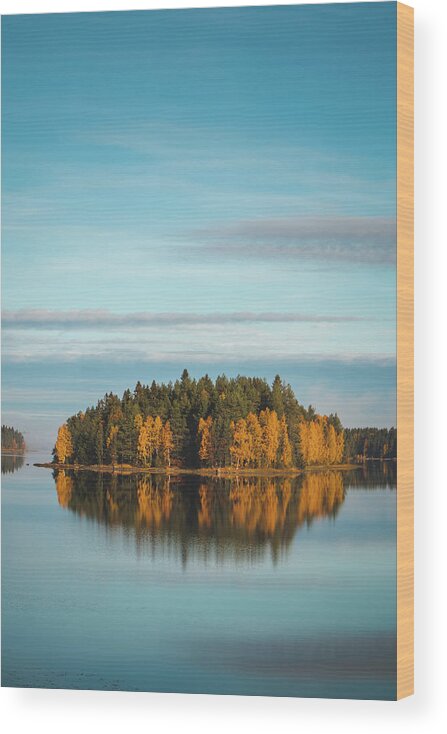 Admire Wood Print featuring the photograph Autumn coloured island in the middle of the lake by Vaclav Sonnek