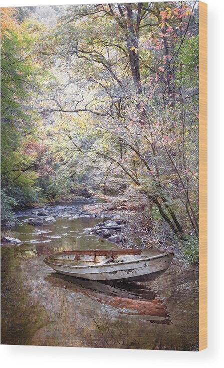 Boats Wood Print featuring the photograph Autumn River Softness by Debra and Dave Vanderlaan