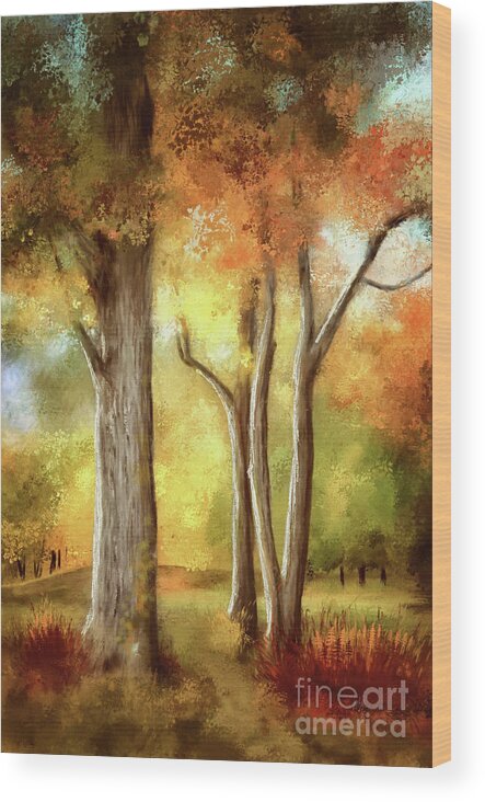 Autumn Wood Print featuring the digital art Autumn's Fleeting Glory by Lois Bryan