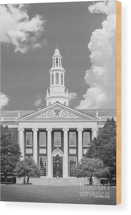 Harvard Wood Print featuring the photograph Baker Bloomberg at Harvard University by University Icons