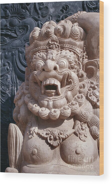 Bali Wood Print featuring the photograph Bali temple sculpture - Bali Guardian I by Sharon Hudson