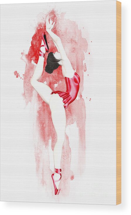 Ballerina Wood Print featuring the painting Ballerina by Renate Janssen