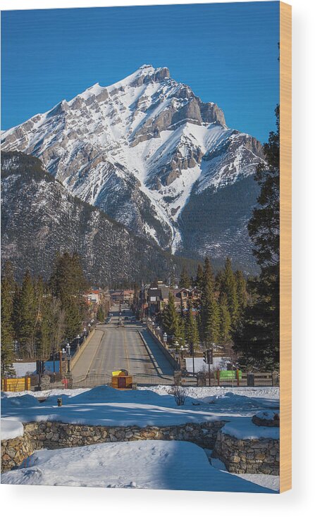 Banff Wood Print featuring the photograph Banff Ave and Cascade Mountain by Bill Cubitt