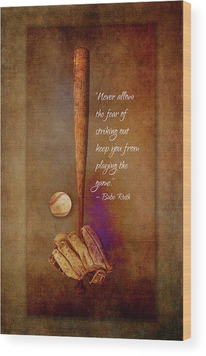 Photography Photopainting Wood Print featuring the digital art Baseball Wisdom by Terry Davis