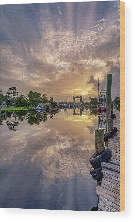 Bayou Wood Print featuring the photograph Bayou Sunrise 2, 7/30/20 by Brad Boland