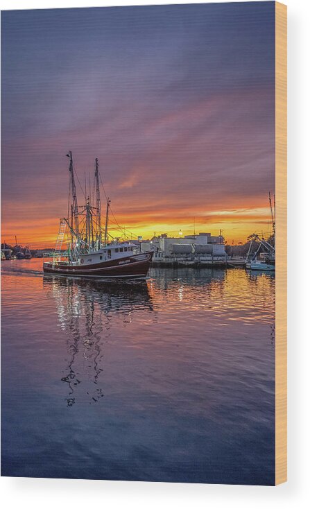 Bayou Wood Print featuring the photograph Bayou Sunset 2, 11/5/20 by Brad Boland