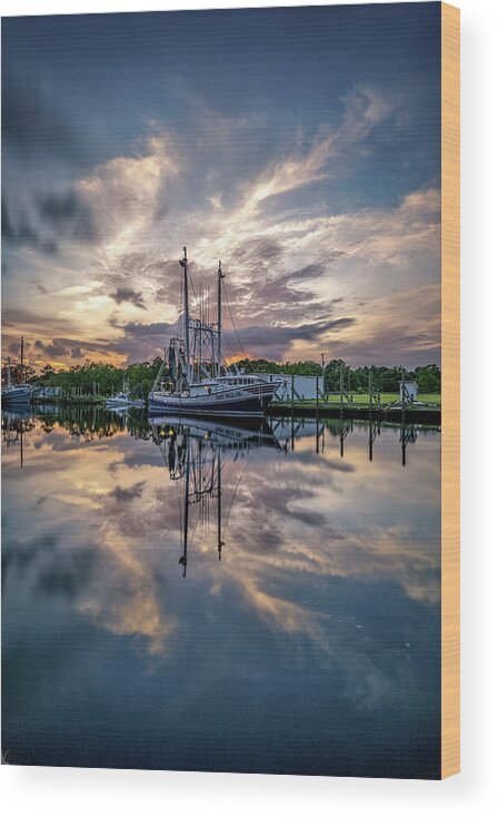 Bayou Wood Print featuring the photograph Bayou Sunset by Brad Boland