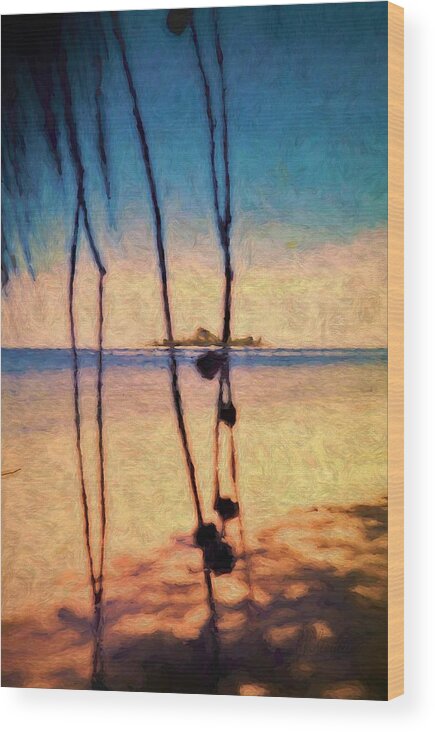 Beach View Wood Print featuring the mixed media Beach And Island View Near Gizo Solomon Islands by Joan Stratton