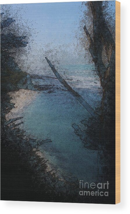 Beach Wood Print featuring the photograph Beach and Trees by Katherine Erickson