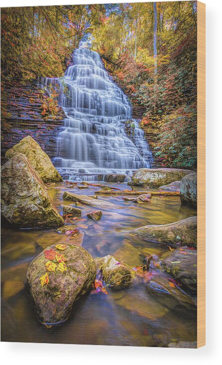Benton Wood Print featuring the photograph Beautiful Benton Autumn Waterfall by Debra and Dave Vanderlaan