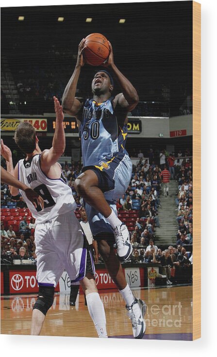 Nba Pro Basketball Wood Print featuring the photograph Beno Udrih and Zach Randolph by Steve Yeater