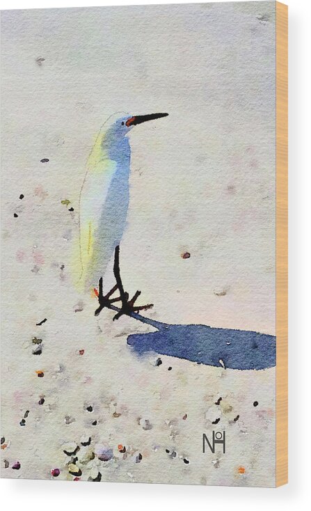 Ocean Wood Print featuring the digital art Birdie Bird by Nancy Olivia Hoffmann