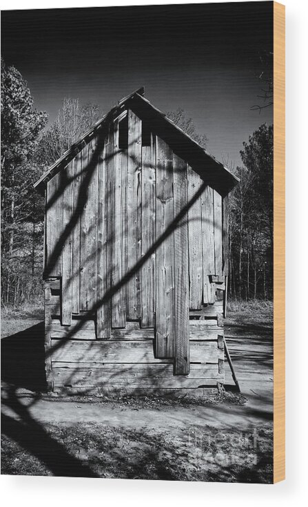 Cades Cove Wood Print featuring the photograph Black and White Building by Phil Perkins