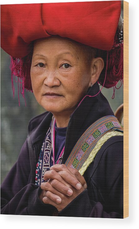 Black Wood Print featuring the photograph Black Hmong Woman by Arj Munoz