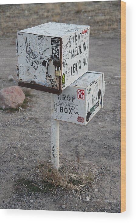Area-51 Wood Print featuring the photograph Black Mailbox Extraterrestrial Highway by Custom Aviation Art
