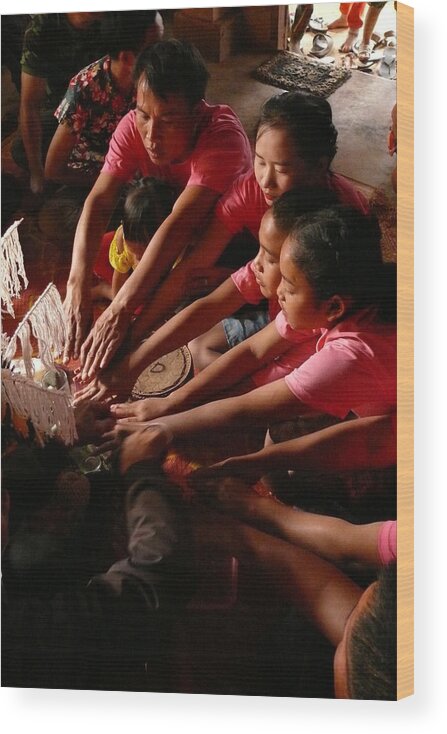 Celebration Wood Print featuring the photograph Blessing ceremony in Laos by Robert Bociaga