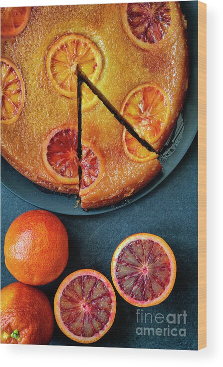 Blood Orange Cake Wood Print featuring the photograph Blood Orange Cake by Tim Gainey